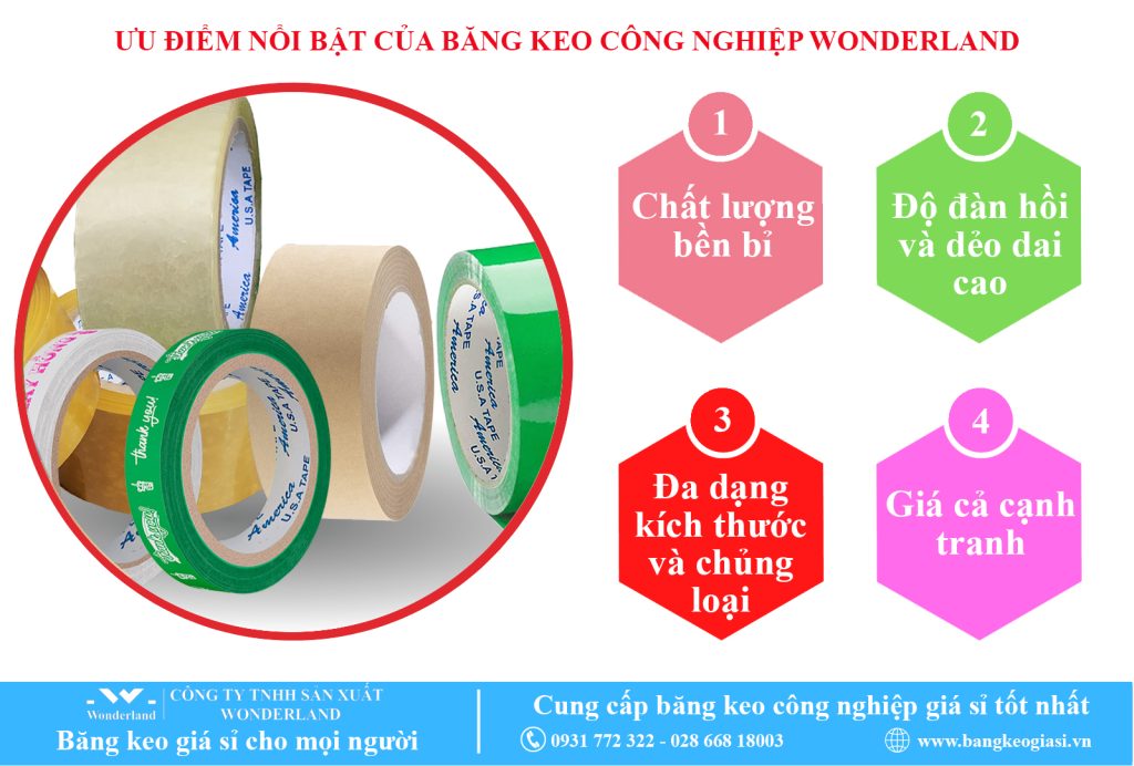 ƯU ĐIỂM NỔI BẬT CỦA BĂNG KEO CÔNG NGHIỆP WONDERLAND
