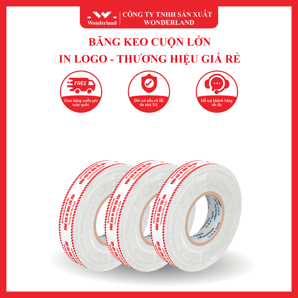 BĂNG KEO CUỘN LỚN IN LOGO, THƯƠNG HIỆU GIÁ RẺ