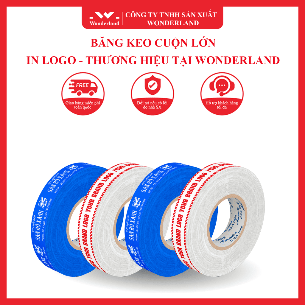 BĂNG KEO CUỘN LỚN IN LOGO - THƯƠNG HIỆU TẠI WONDERLAND