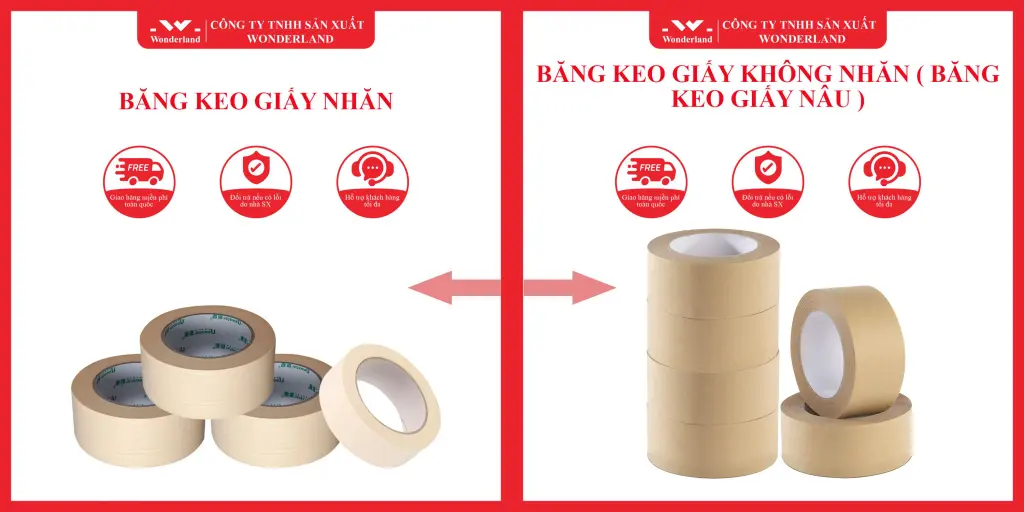 BĂNG KEO GIẤY NHĂN VÀ BĂNG KEO GIẤY KHÔNG NHĂN ( BĂNG KEO GIẤY NÂU ) CÓ NHIỀU ƯU ĐIỂM VÀ ỨNG DỤNG