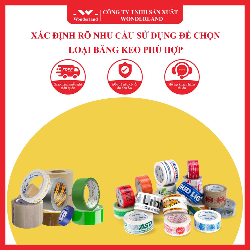 XÁC ĐỊNH RÕ NHU CẦU SỬ DỤNG ĐỂ CHỌN LOẠI BĂNG KEO PHÙ HỢP