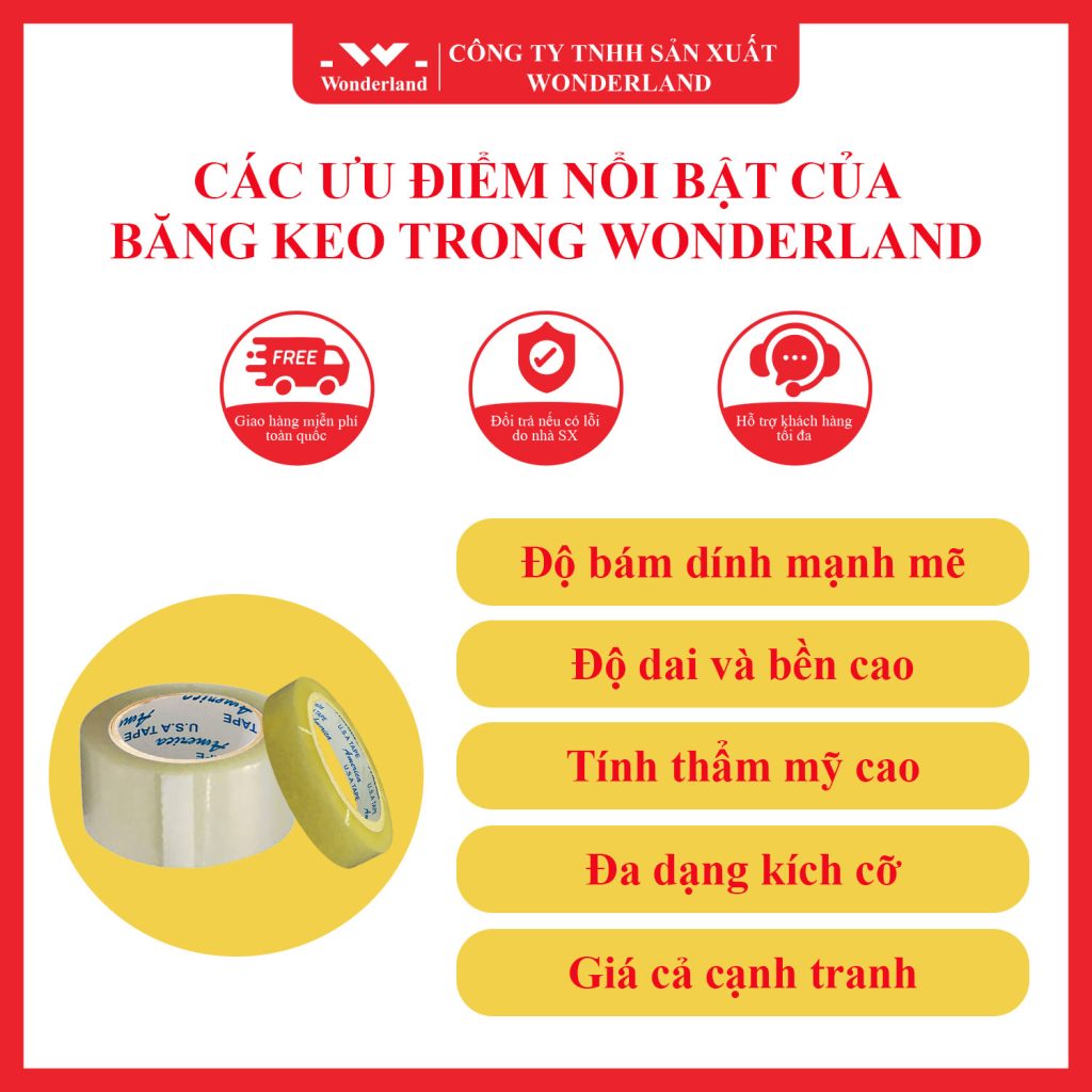 CÁC ƯU ĐIỂM NỔI BẬT CỦA BĂNG KEO TRONG WONDERLAND