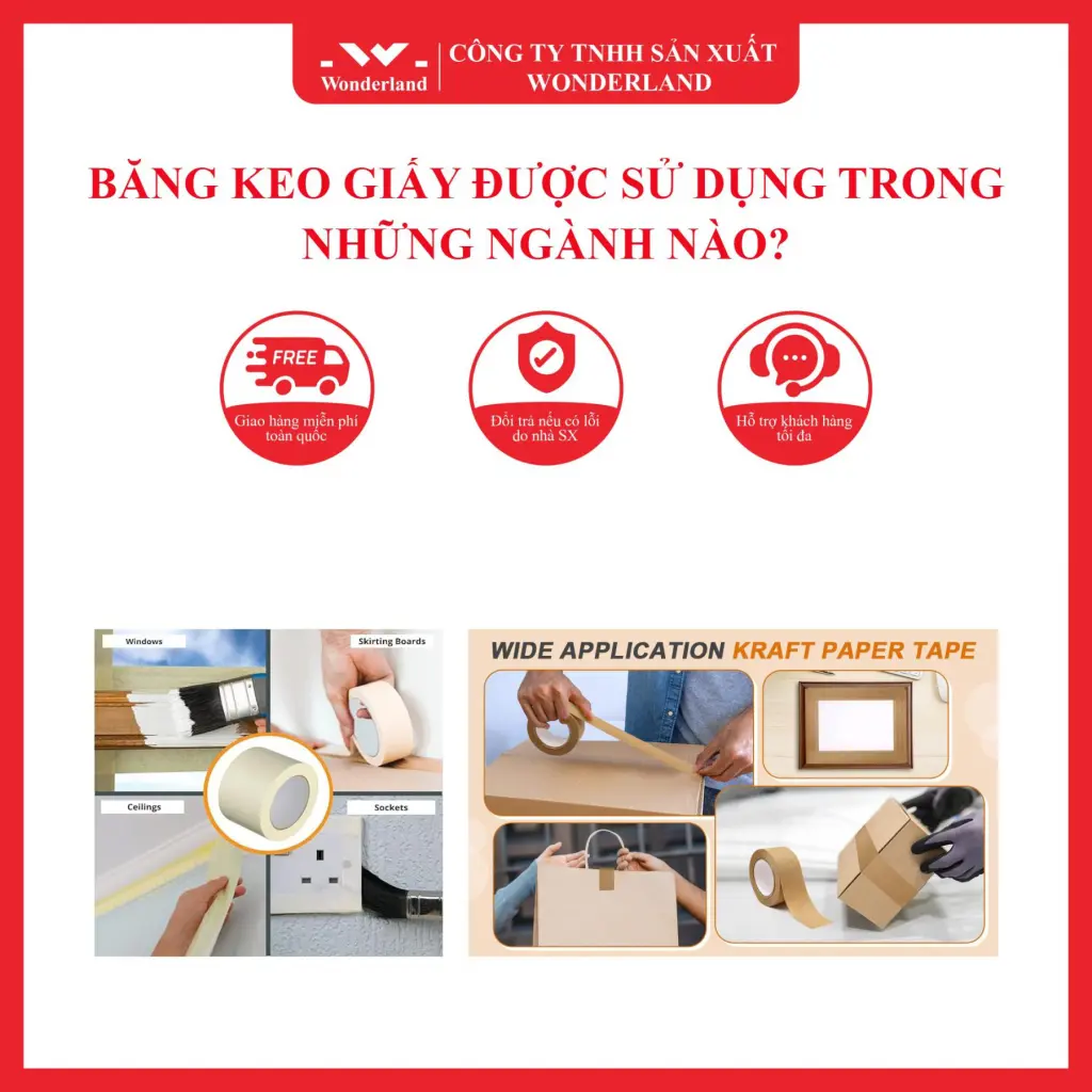 BĂNG KEO GIẤY ĐƯỢC SỬ DỤNG TRONG NHIỀU NGÀNH CÔNG NGHIỆP