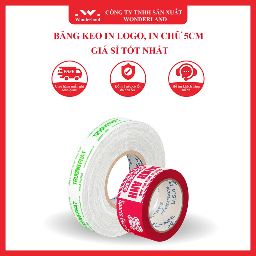 BĂNG KEO IN LOGO, IN CHỮ 5CM GIÁ SỈ TỐT NHẤT