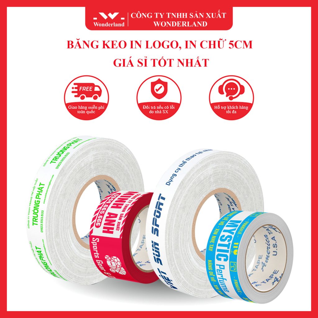 BĂNG KEO IN LOGO, IN CHỮ 5CM GIÁ SỈ TỐT NHẤT