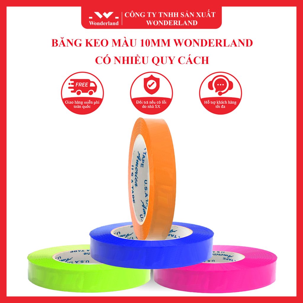 BĂNG KEO MÀU 10MM WONDERLAND CÓ NHIỀU QUY CÁCH