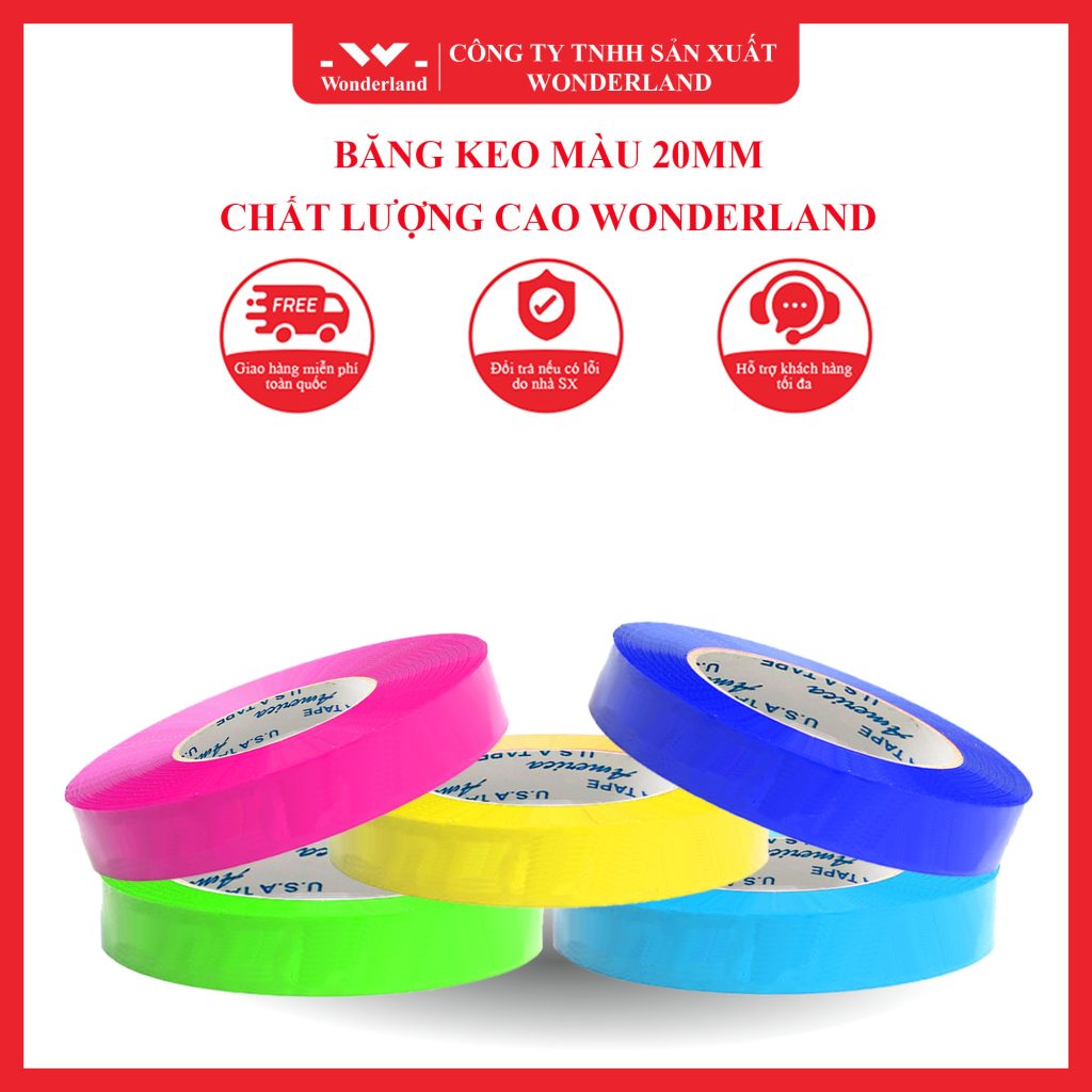 BĂNG KEO MÀU 20MM CHẤT LƯỢNG CAO WONDERLAND