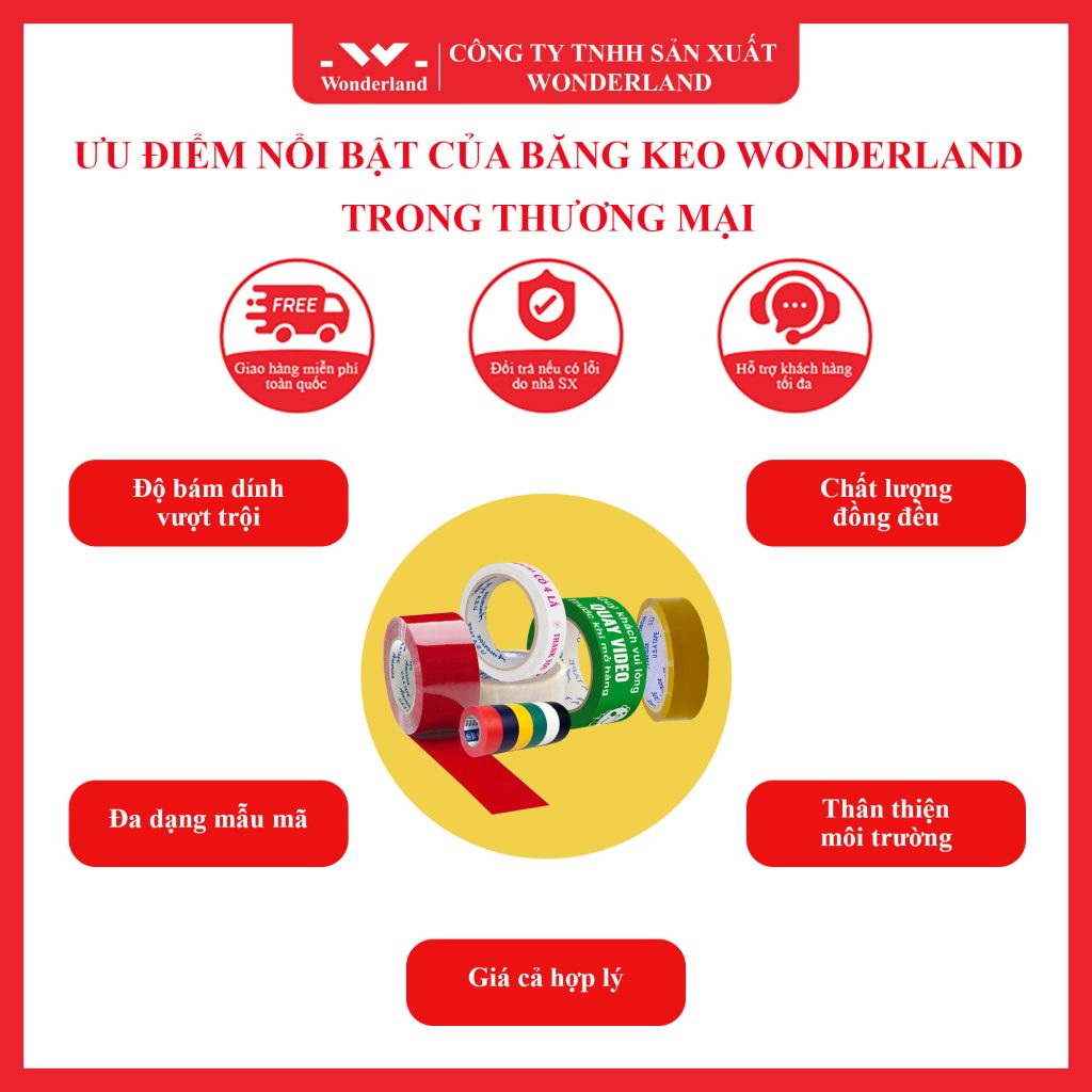 ƯU ĐIỂM NỔI BẬT CỦA BĂNG KEO WONDERLAND TRONG THƯƠNG MẠI