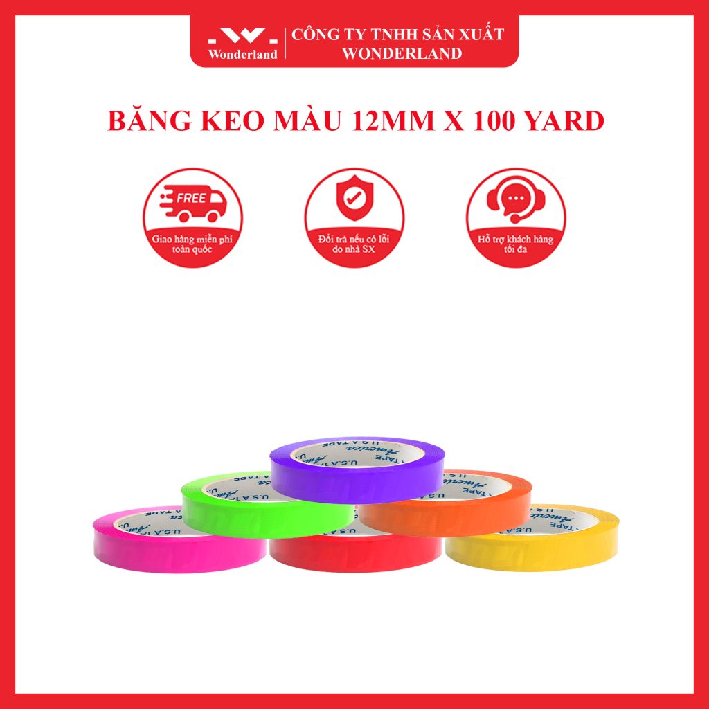 BĂNG KEO MÀU 12MM X 100 YARD