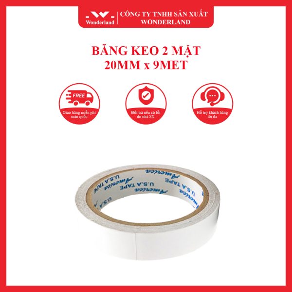 BĂNG KEO 2 MẶT 20MM x 9MET WONDERLAND