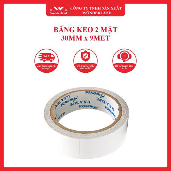 BĂNG KEO 2 MẶT 30MM x 9MET WONDERLAND