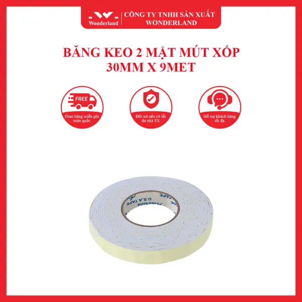 BĂNG KEO 2 MẶT MÚT XỐP 30MM X 9MET WONDERLAND