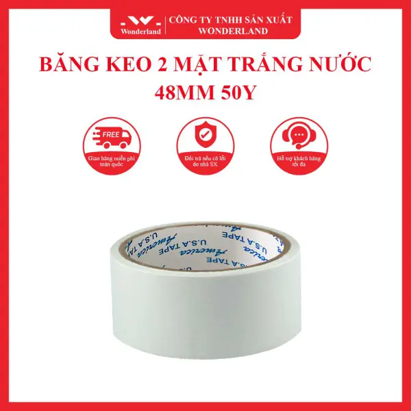 BĂNG KEO 2 MẶT TRẮNG NƯỚC 48MM 50Y WONDERLAND