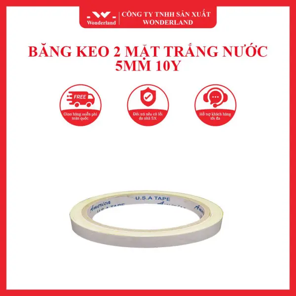 BĂNG KEO 2 MẶT TRẮNG NƯỚC 5MM 10Y WONDERLAND