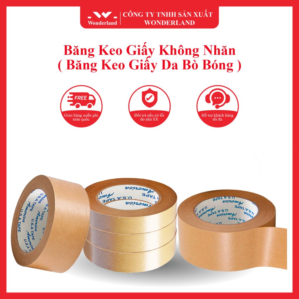 BĂNG KEO GIẤY KHÔNG NHĂN ( GIẤY DA BÒ BÓNG ) WONDERLAND GIÁ SỈ TỐT NHẤT