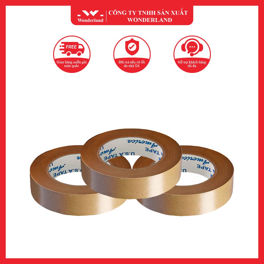BĂNG KEO GIẤY NÂU KHÔNG VIẾT 24MM 50Y CHẤT LƯỢNG TẠI WONDERLAND