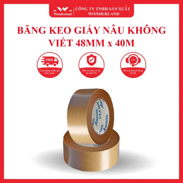 BĂNG KEO GIẤY NÂU KHÔNG VIẾT 48MM x 40M
