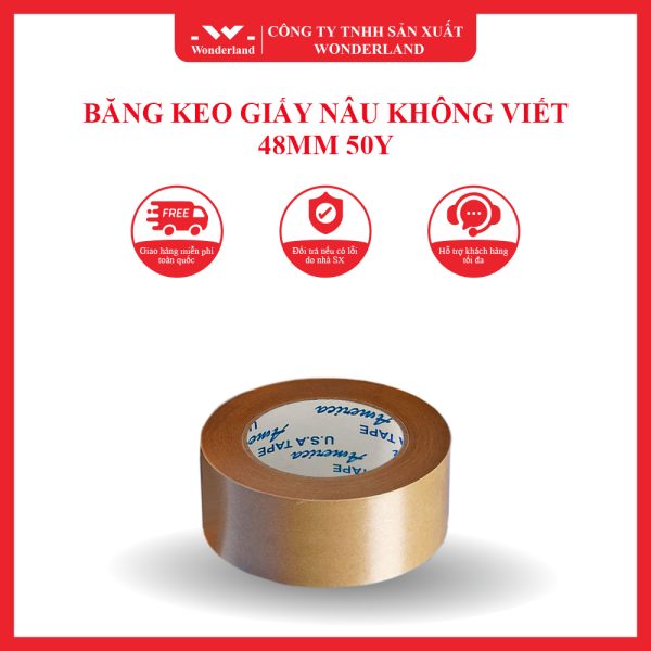 BĂNG KEO GIẤY NÂU KHÔNG VIẾT 48MM 50Y WONDERLAND