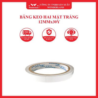 BĂNG KEO HAI MẶT TRẮNG 12MMx30Y WONDERLAND