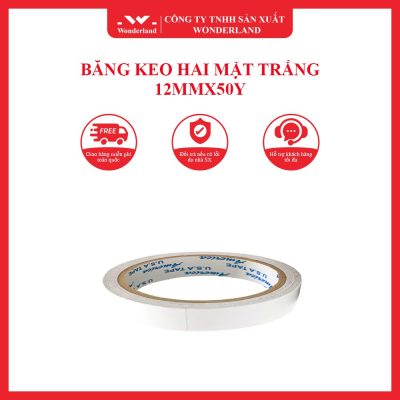 BĂNG KEO HAI MẶT TRẮNG 12MMX50Y WONDERLAND