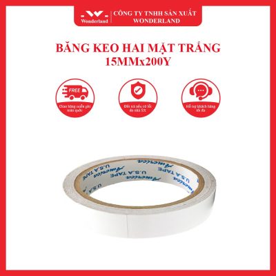 BĂNG KEO HAI MẶT TRẮNG 15MMx200Y WONDERLAND