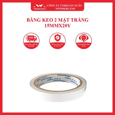 BĂNG KEO HAI MẶT TRẮNG 15MMX20Y WONDERLAND