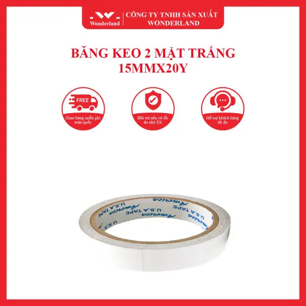 BĂNG KEO HAI MẶT TRẮNG 15MMX20Y WONDERLAND
