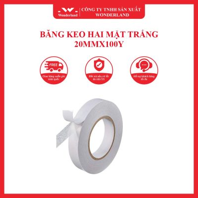 BĂNG KEO HAI MẶT TRẮNG 20MMX100Y WONDERLAND