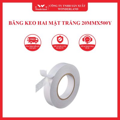 BĂNG KEO HAI MẶT TRẮNG 20MMX500Y WONDERLAND