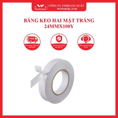 BĂNG KEO HAI MẶT TRẮNG 24MMX100Y WONDERLAND