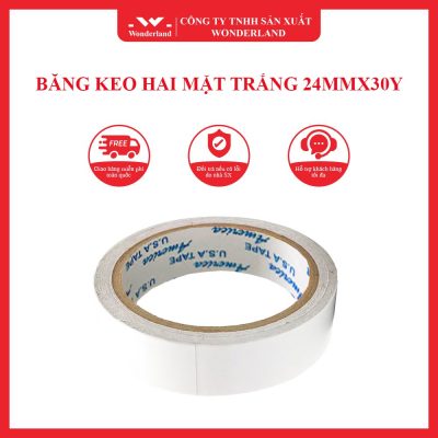 BĂNG KEO HAI MẶT TRẮNG 24MMX30Y WONDERLAND