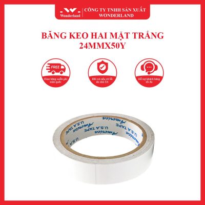 BĂNG KEO HAI MẶT TRẮNG 24MMX50Y WONDERLAND