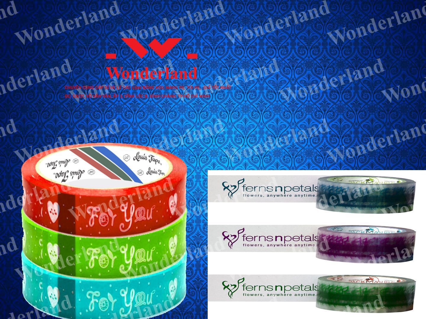 BĂNG KEO IN 24MM WONDERLAND NHIỀU MÀU SẮC CHO KHÁCH HÀNG LỰA CHỌN