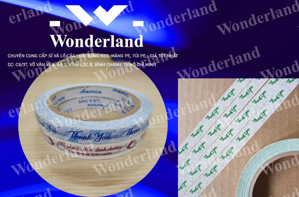 BĂNG KEO IN CHỮ 10MM DÁN NẮP LY CHẤT LƯỢNG CAO WONDERLAND