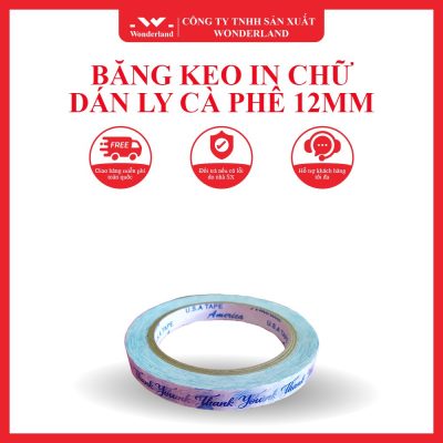 BĂNG KEO IN CHỮ DÁN LY CAFE 12MM WONDERLAND