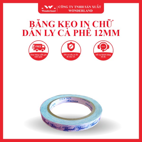 BĂNG KEO IN CHỮ DÁN LY CAFE 12MM WONDERLAND