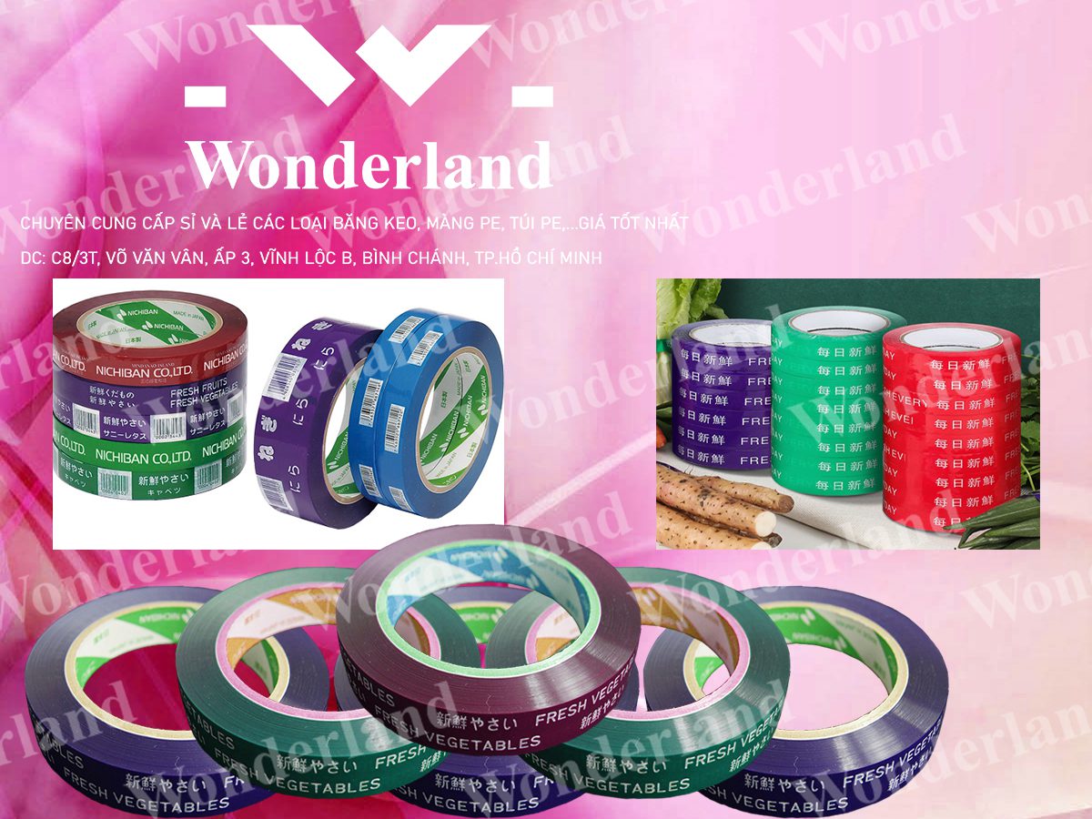 BĂNG KEO IN CHỮ 16MM WONDERLAND NHIỀU MÀU SẮC GIÁ SỈ TỐT NHẤT