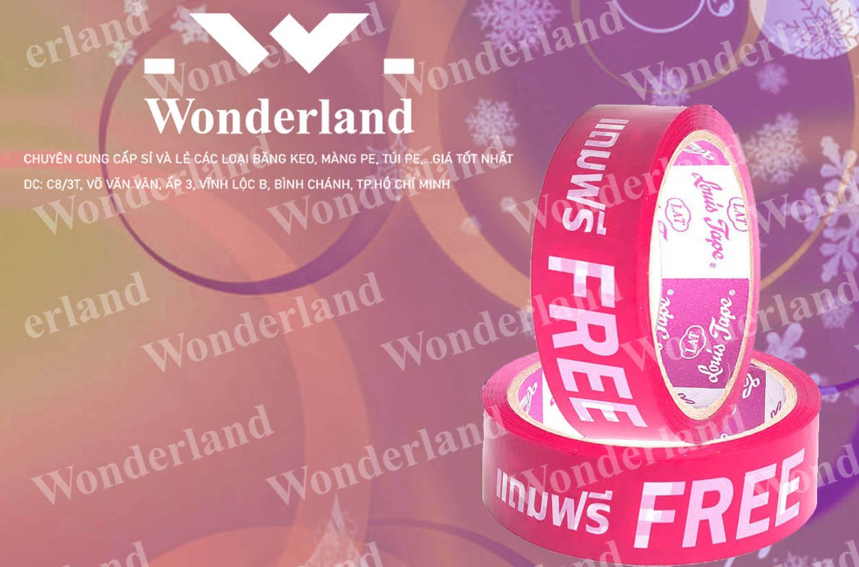 BĂNG KEO IN CHỮ 25MM WONDERLAND CHẤT LƯỢNG