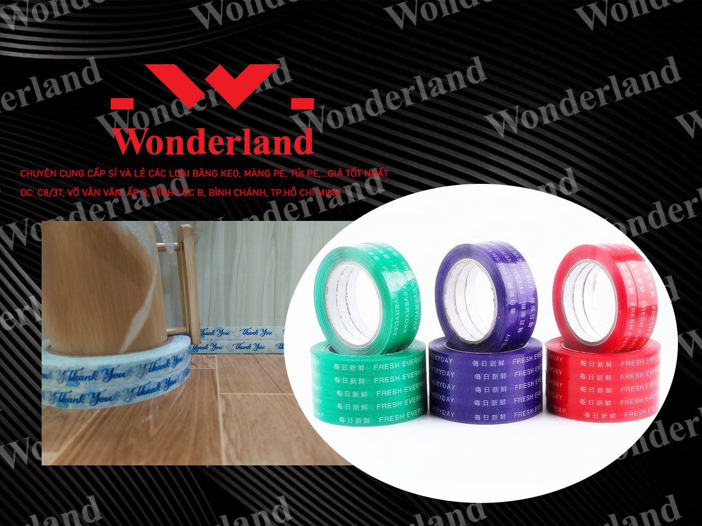 BĂNG KEO IN 8MM WONDERLAND CHẤT LƯỢNG HÀNG ĐẦU