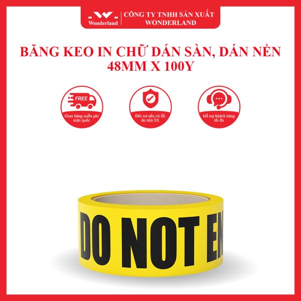 BĂNG KEO IN CHỮ DÁN SÀN, DÁN NỀN 48MM X 100Y WONDERLAND