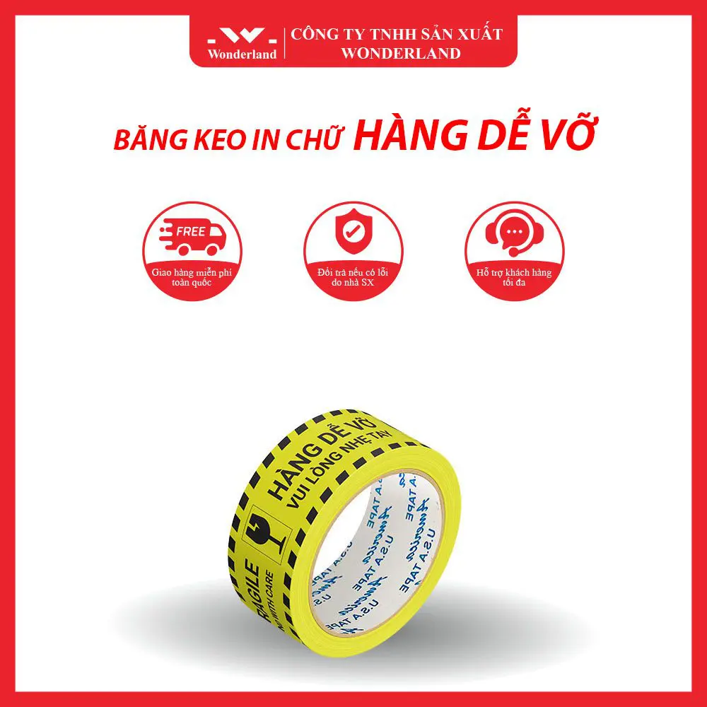 BĂNG KEO IN CHỮ HÀNG DỄ VỠ WONDERLAND