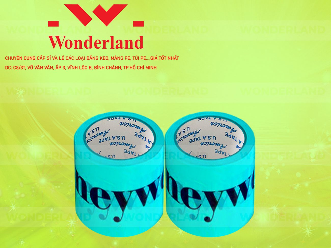 BĂNG KEO IN CHỮ SIZE 100MM WONDERLAND CHẤT LƯỢNG TỐT NHẤT