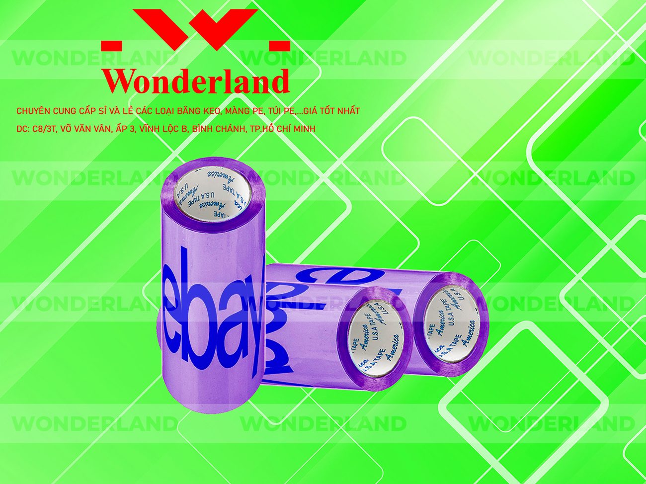 BĂNG KEO IN CHỮ SIZE 100MM WONDERLAND GIÁ SỈ TỐT NHẤT