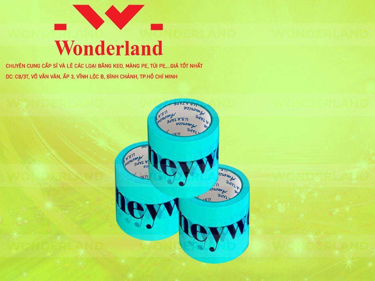 BĂNG KEO IN CHỮ SIZE 100MM WONDERLAND GIÁ TỐT