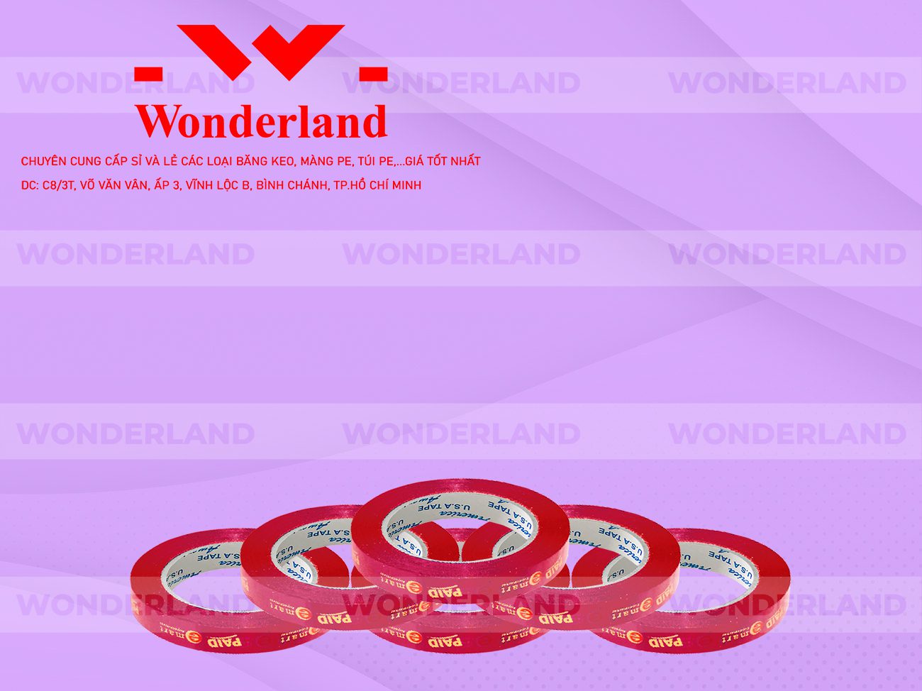 BĂNG KEO IN CHỮ SIZE 10MM WONDERLAND GIÁ SỈ TỐT NHẤT