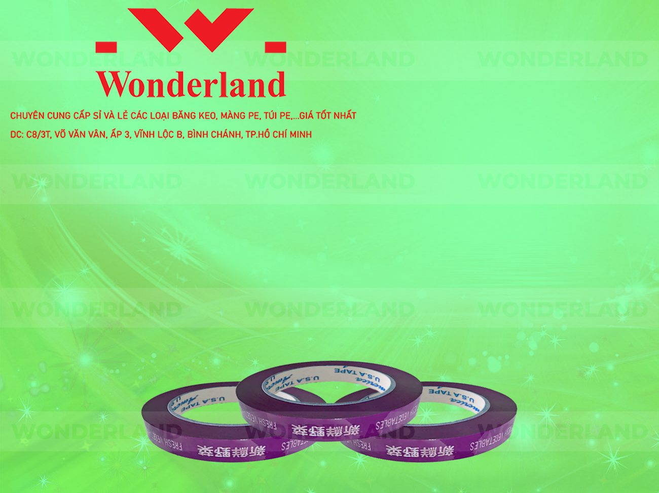 BĂNG KEO IN CHỮ SIZE 11MM WONDERLAND CHẤT LƯỢNG TỐT NHẤT