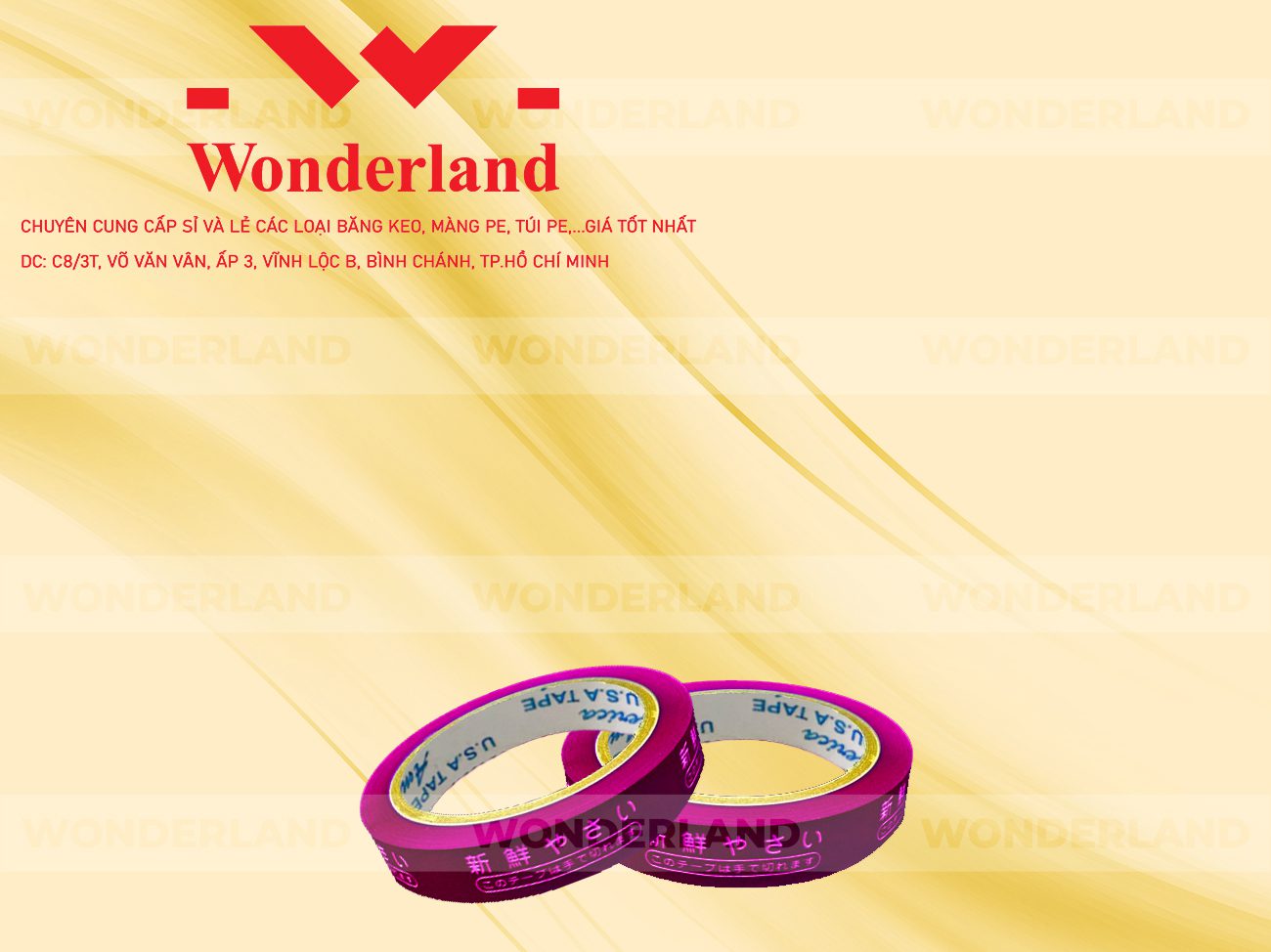 BĂNG KEO IN CHỮ SIZE 11MM WONDERLAND CHẤT LƯỢNG