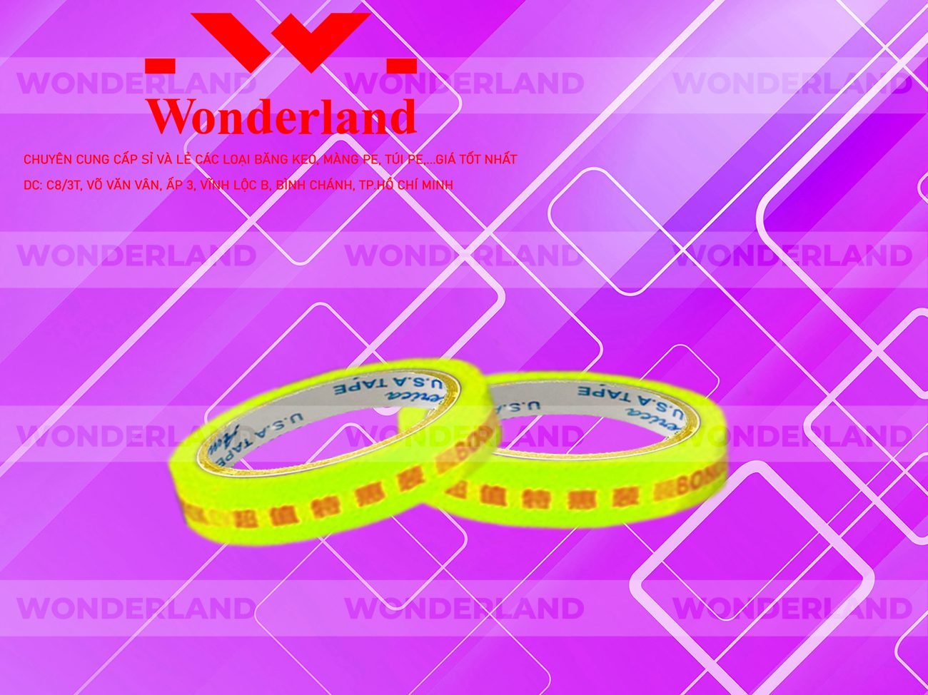 BĂNG KEO IN CHỮ SIZE 11MM WONDERLAND CHẤT LƯỢNG