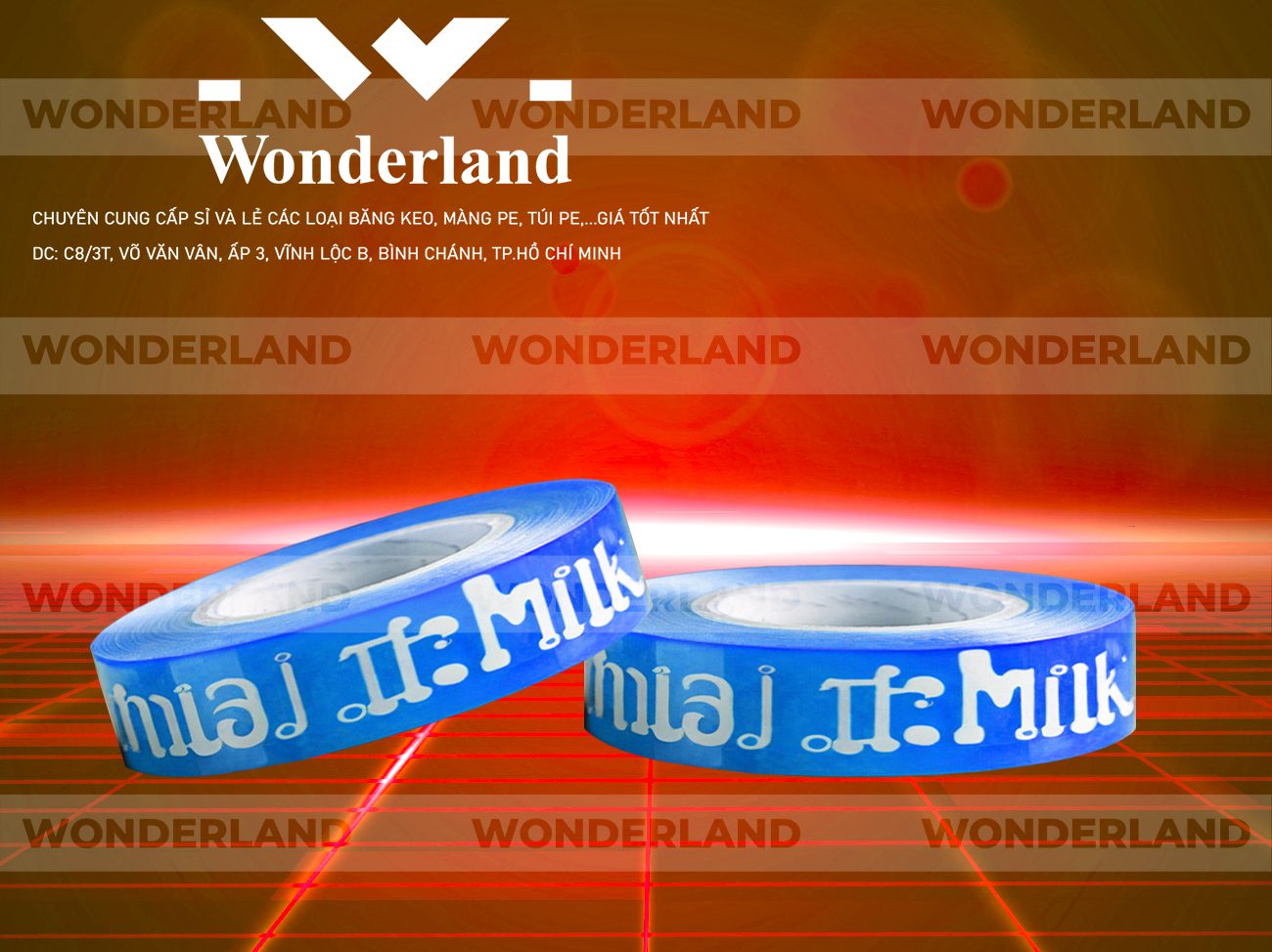 BĂNG KEO IN CHỮ SIZE 12MM WONDERLAND CHẤT LƯỢNG