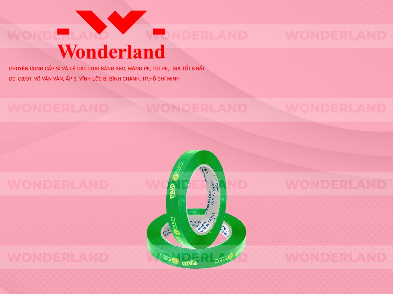 BĂNG KEO IN CHỮ SIZE 12MM WONDERLAND CHẤT LƯỢNG